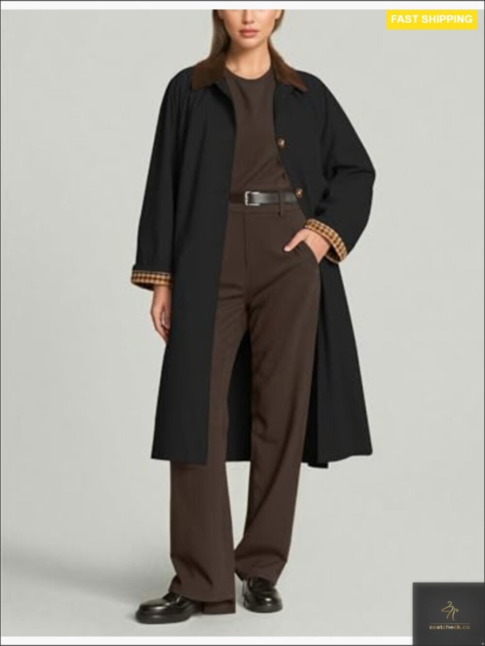 Classic Linen Trench Coat Oversized Windproof Overcoat Lapel Long Jacket - Picture 2 of 3